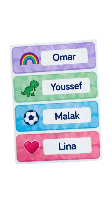Personalized name labels with stickers